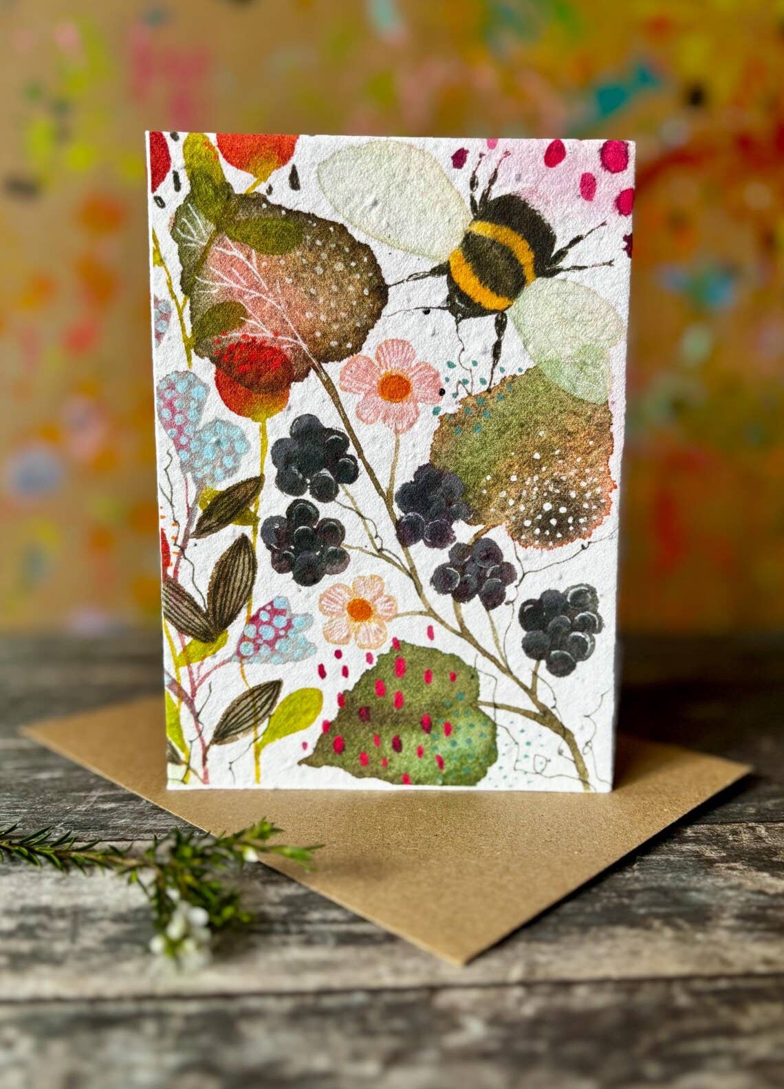 Plantable  Seed Paper Birthday Card,Blank Inside, Bee card