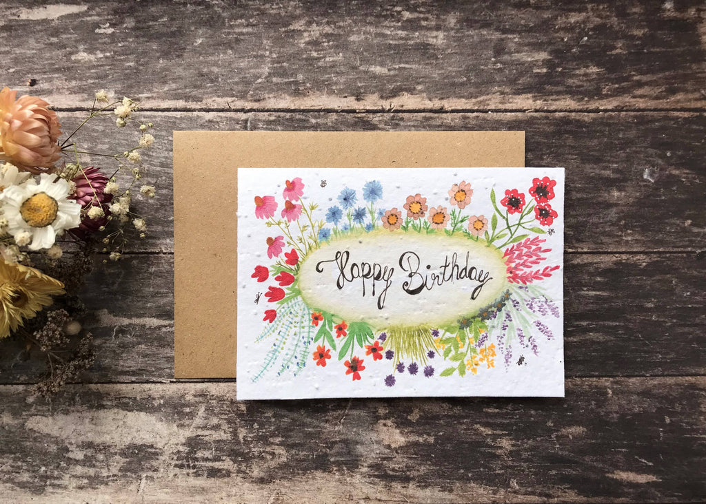 Plantable Seed Paper Birthday Card, Blank Inside