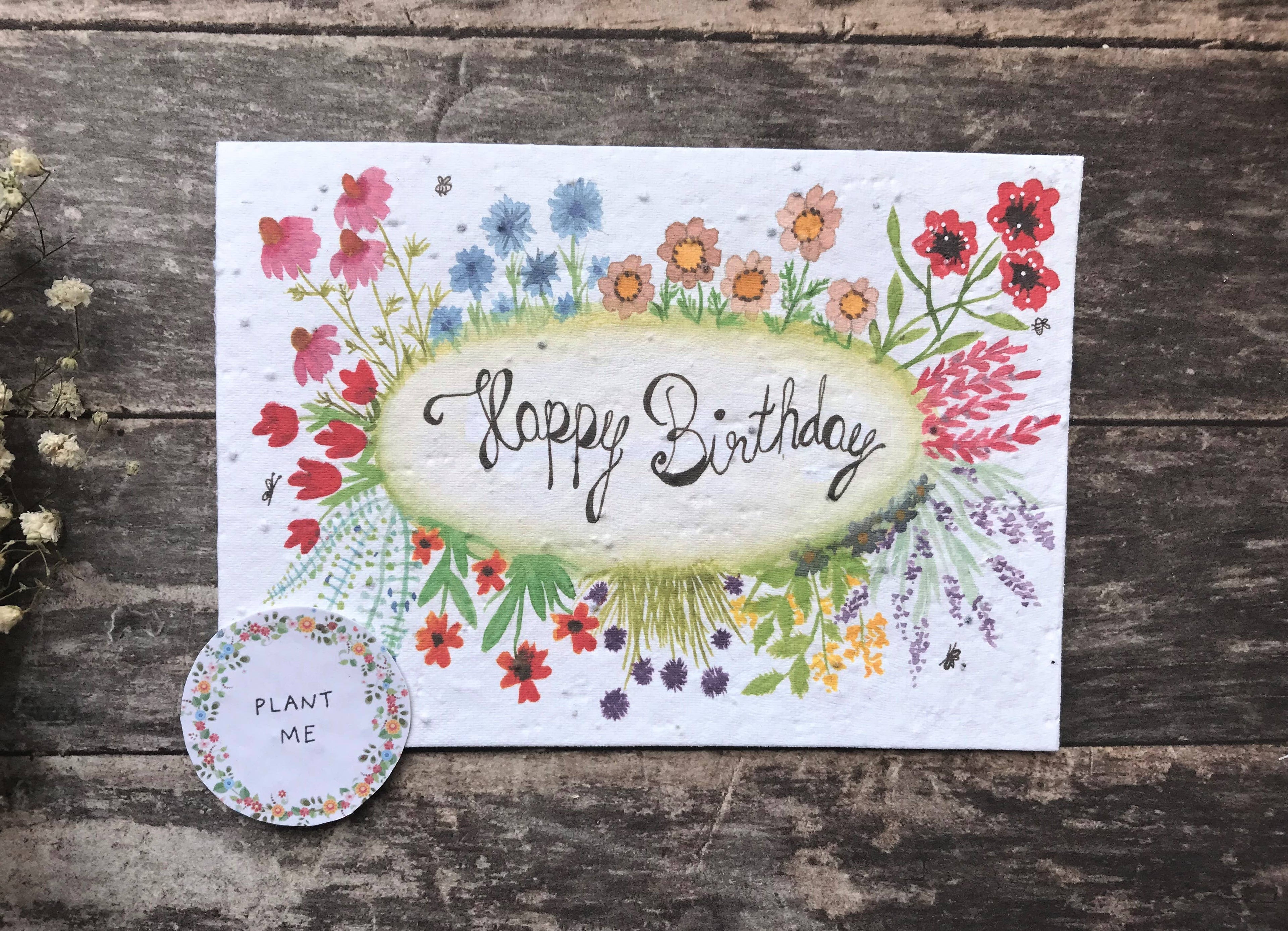 Plantable Seed Paper Birthday Card, Blank Inside