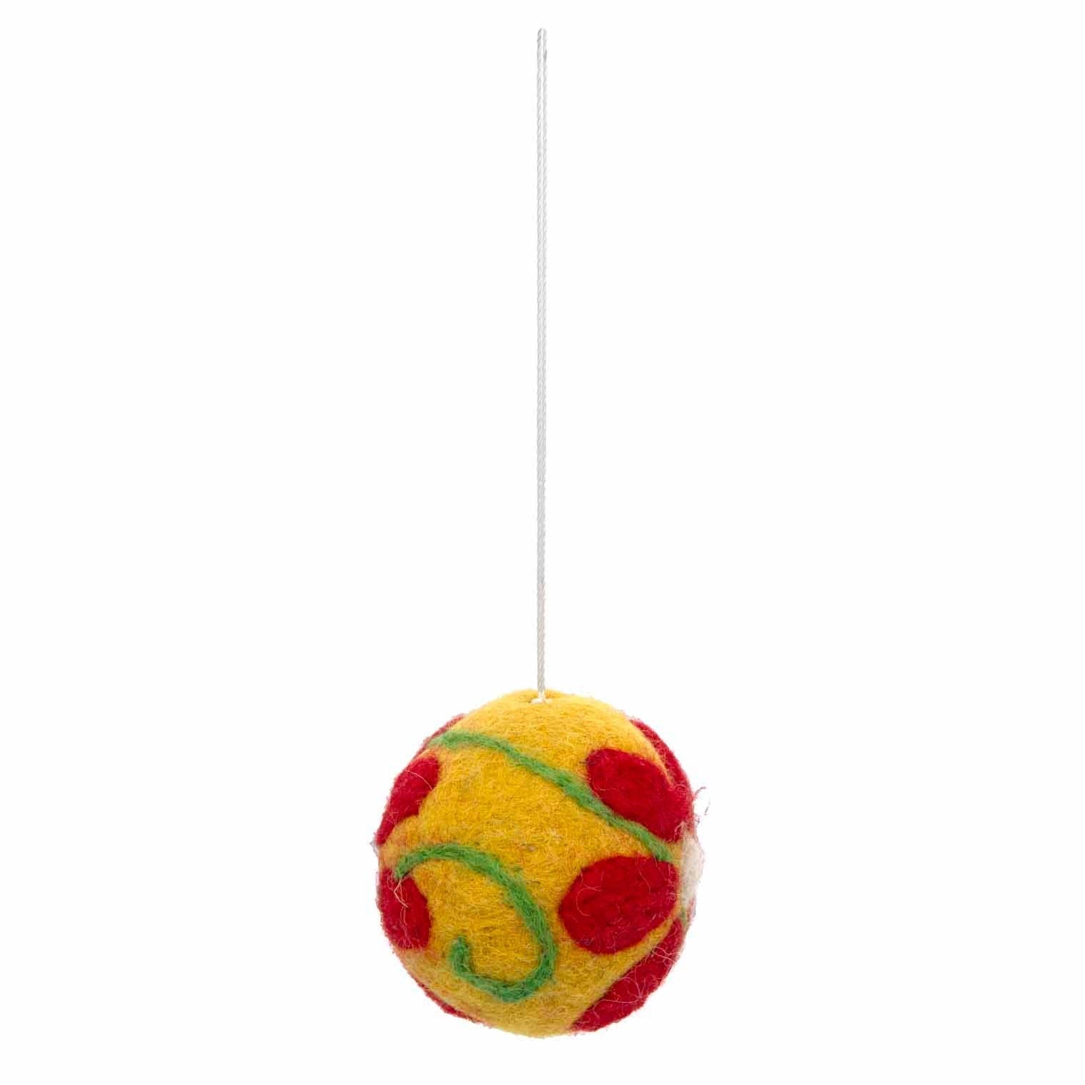 Flower Bauble Felt Christmas Decoration: Red