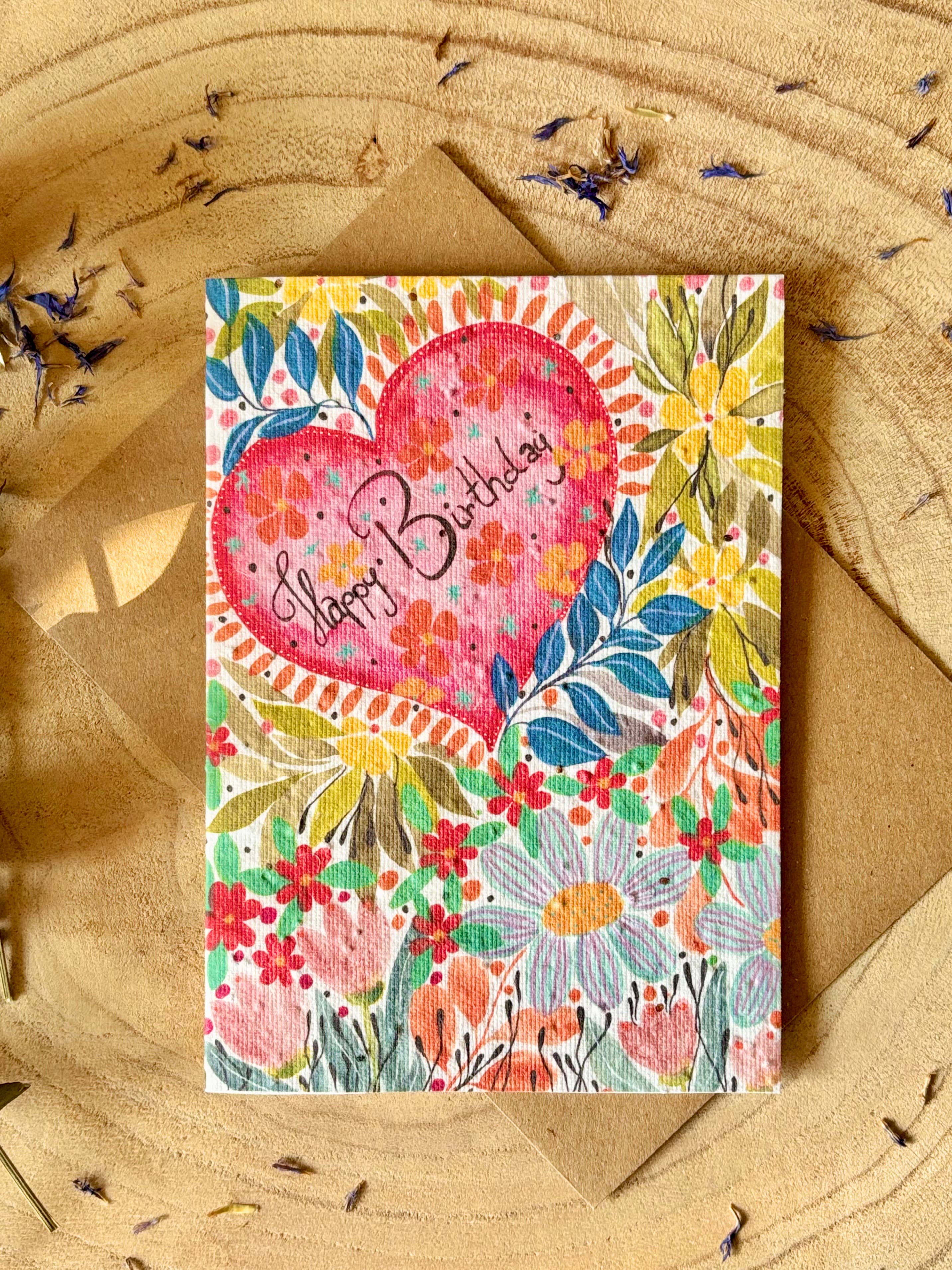 Plantable  Seed Paper Birthday Card, Blank Inside