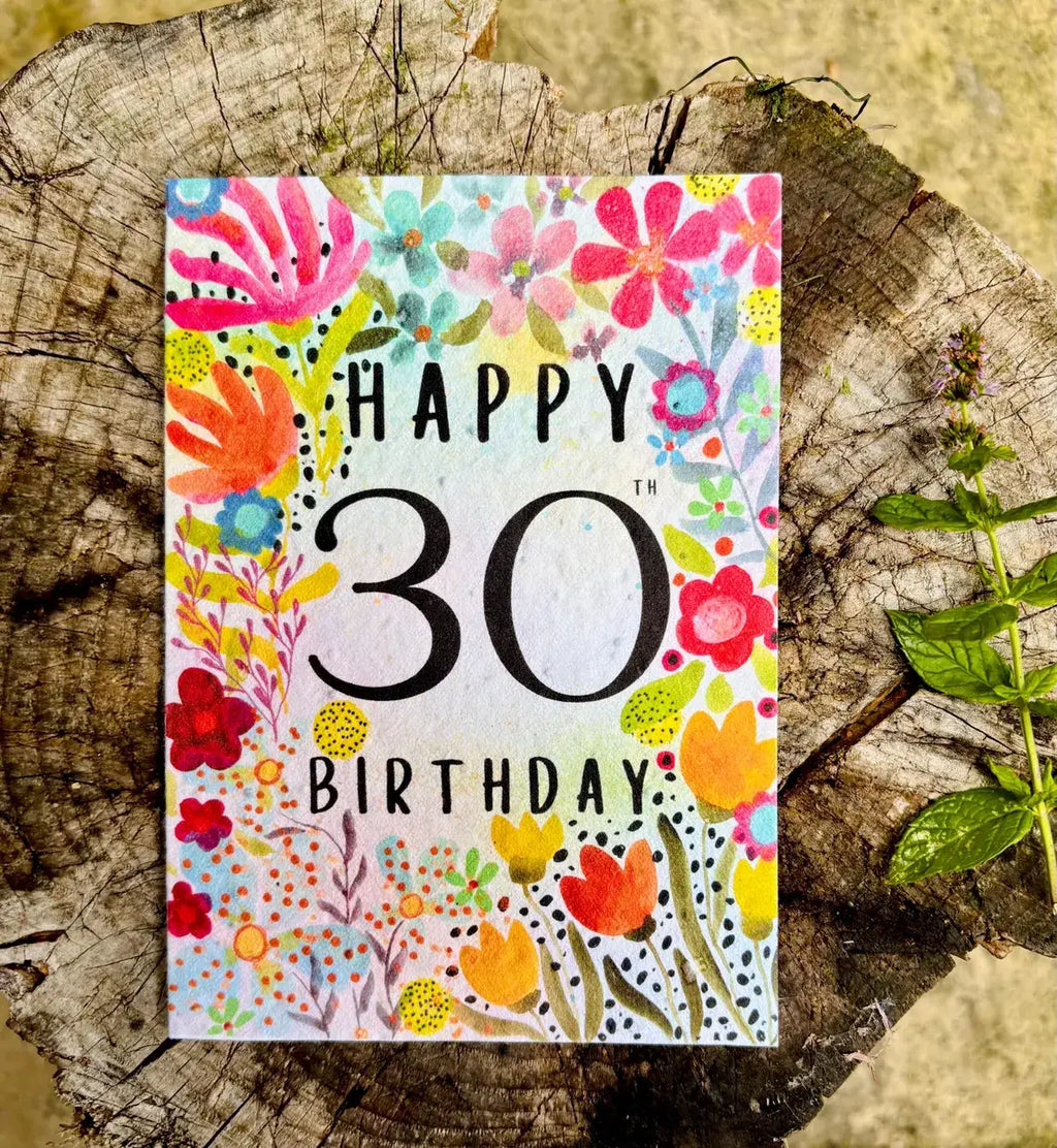 Happy 30th Birthday Card, Plantable Seed Paper Birthday Card