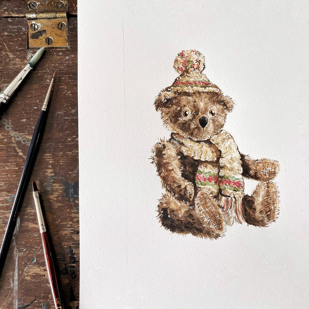 Gabriel - Traditional jointed mohair teddy bear, glass eyes
