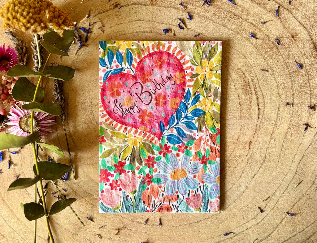 Plantable  Seed Paper Birthday Card, Blank Inside