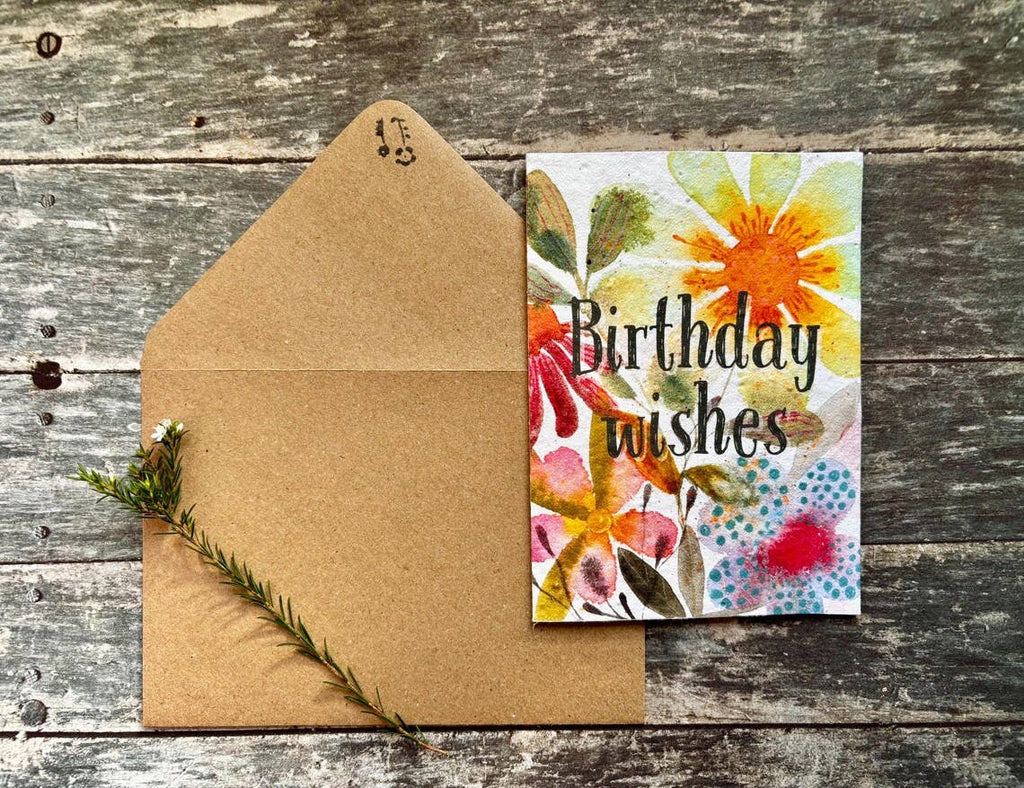 Plantable  Seed Paper Birthday Card, Blank Inside