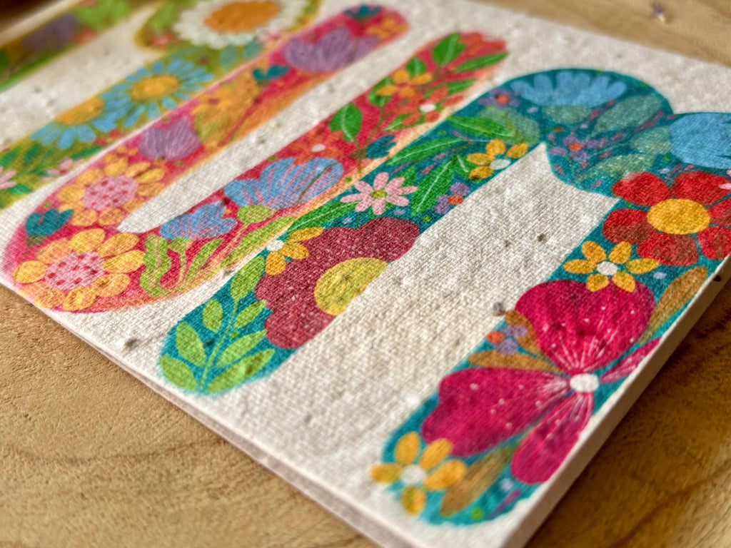 Plantable  Seed Paper Birthday Card, Blank Inside
