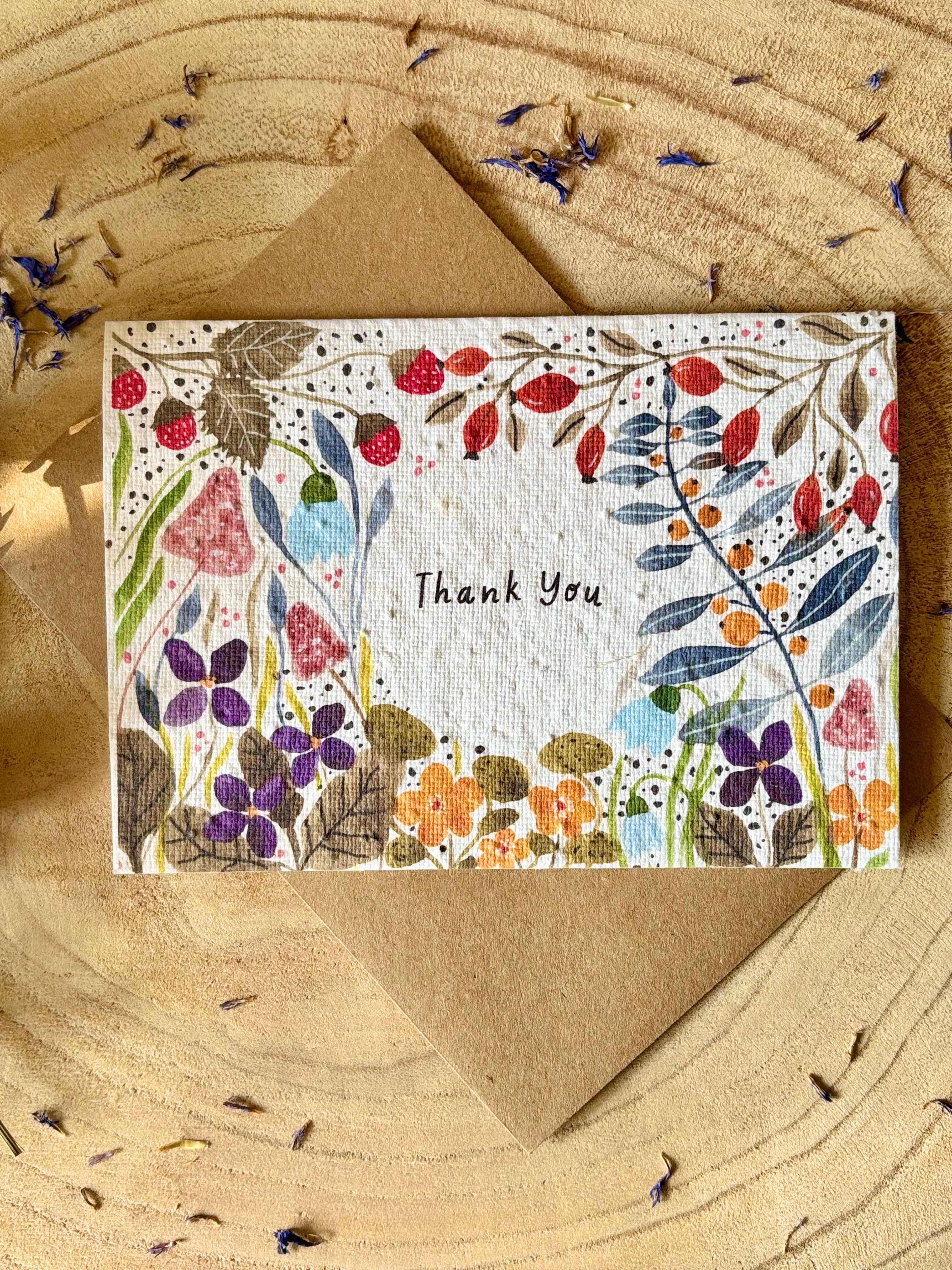 Plantable Seed Paper Thank You Card, Blank Inside