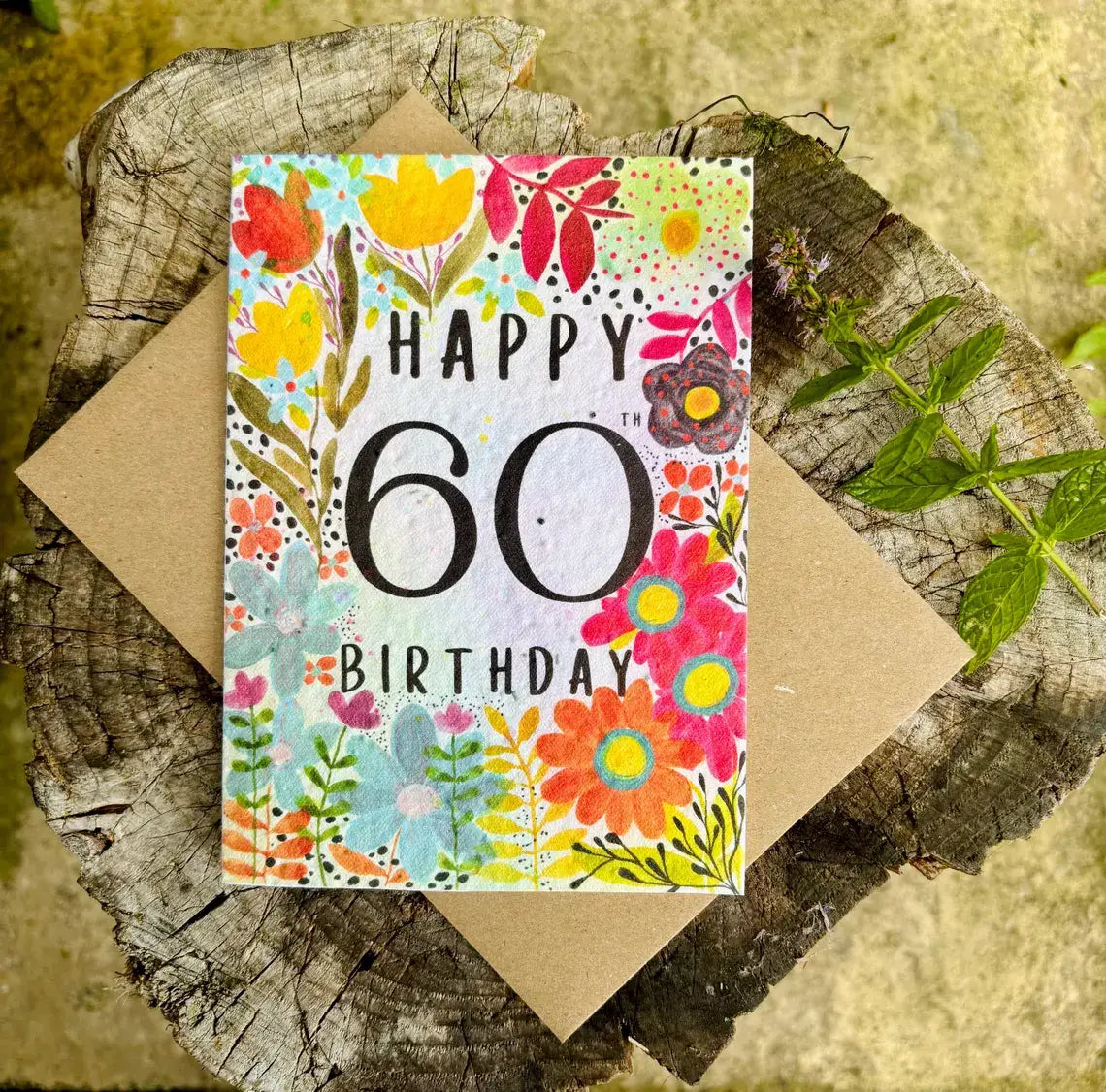 Happy 60th Birthday Card,Plantable Seed Paper Birthday Card