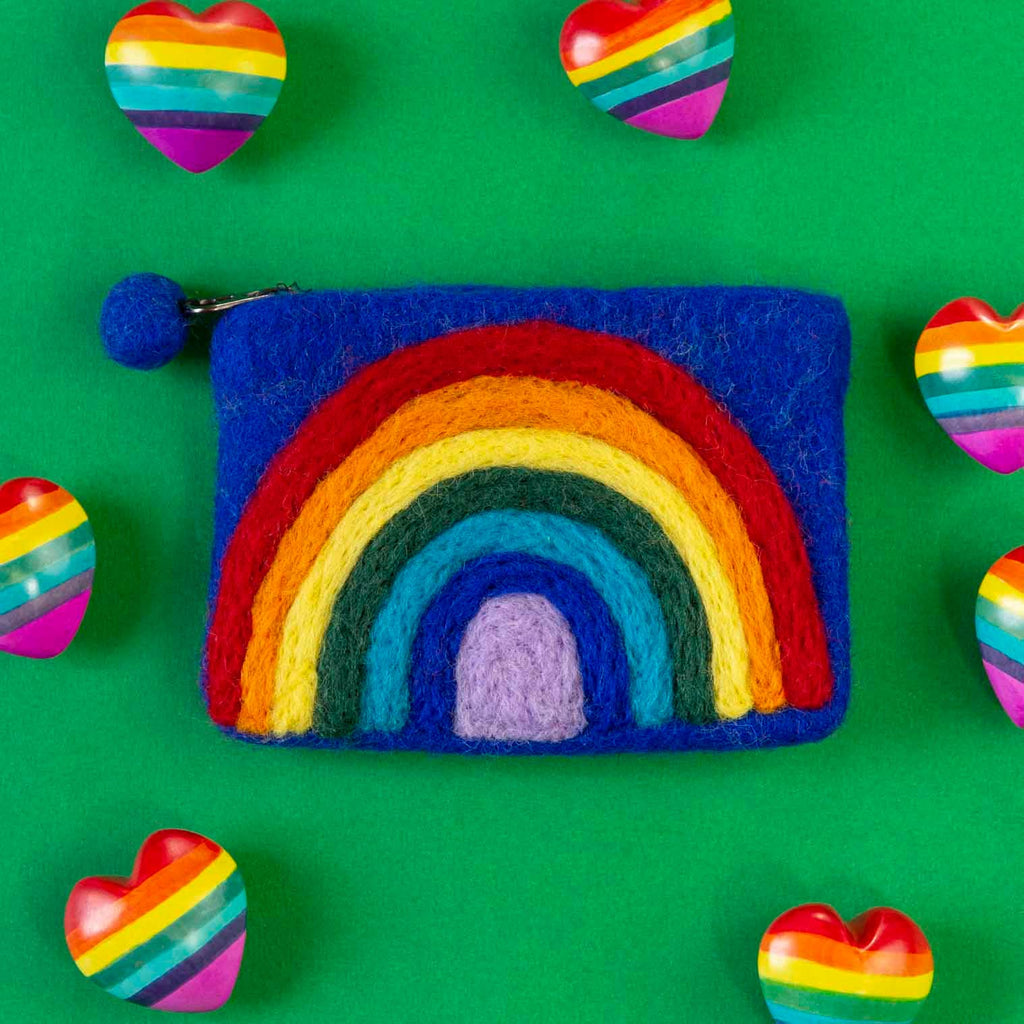 Rainbow Felt Purse: Blue