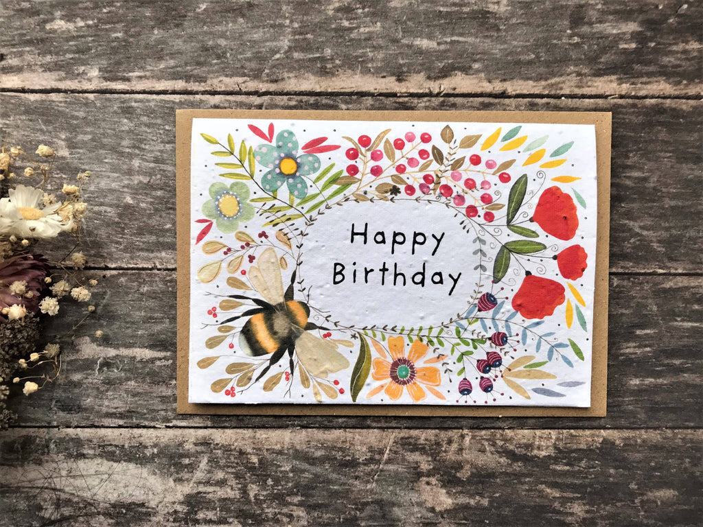 Plantable Seed Paper Birthday Card, Blank Inside