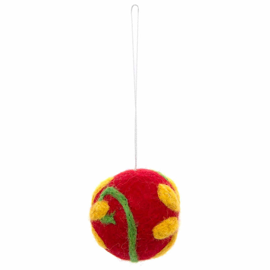 Flower Bauble Felt Christmas Decoration: Yellow