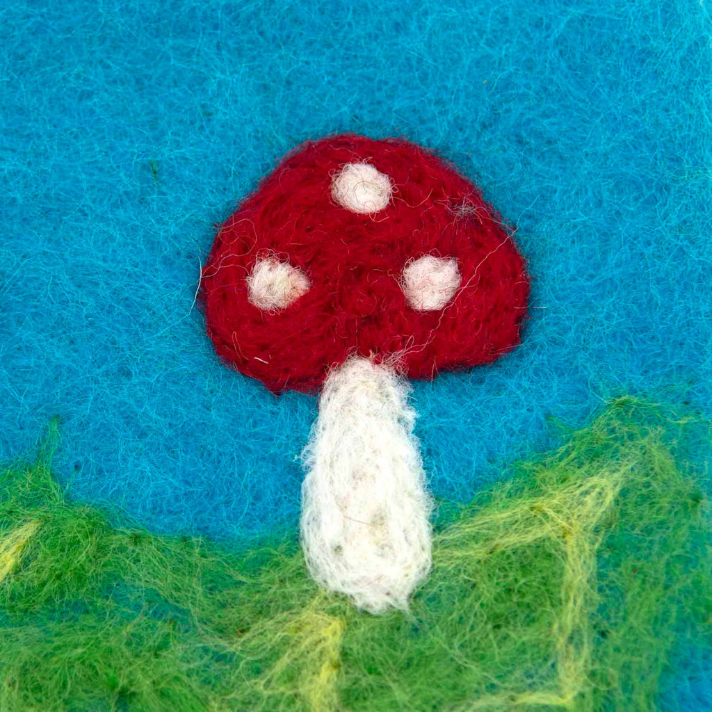 Mushroom Felt Purse: Blue