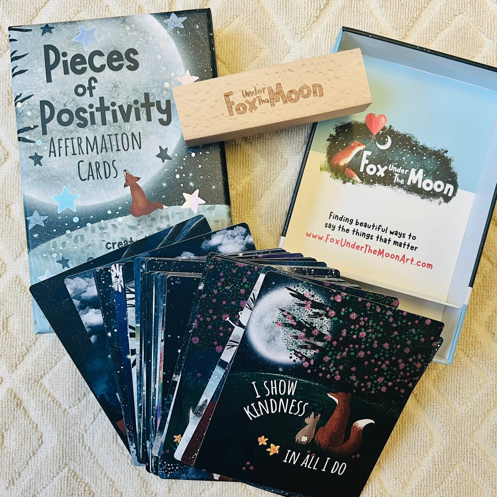 Positive Affirmation Cards - set of 54 + Wooden Stand