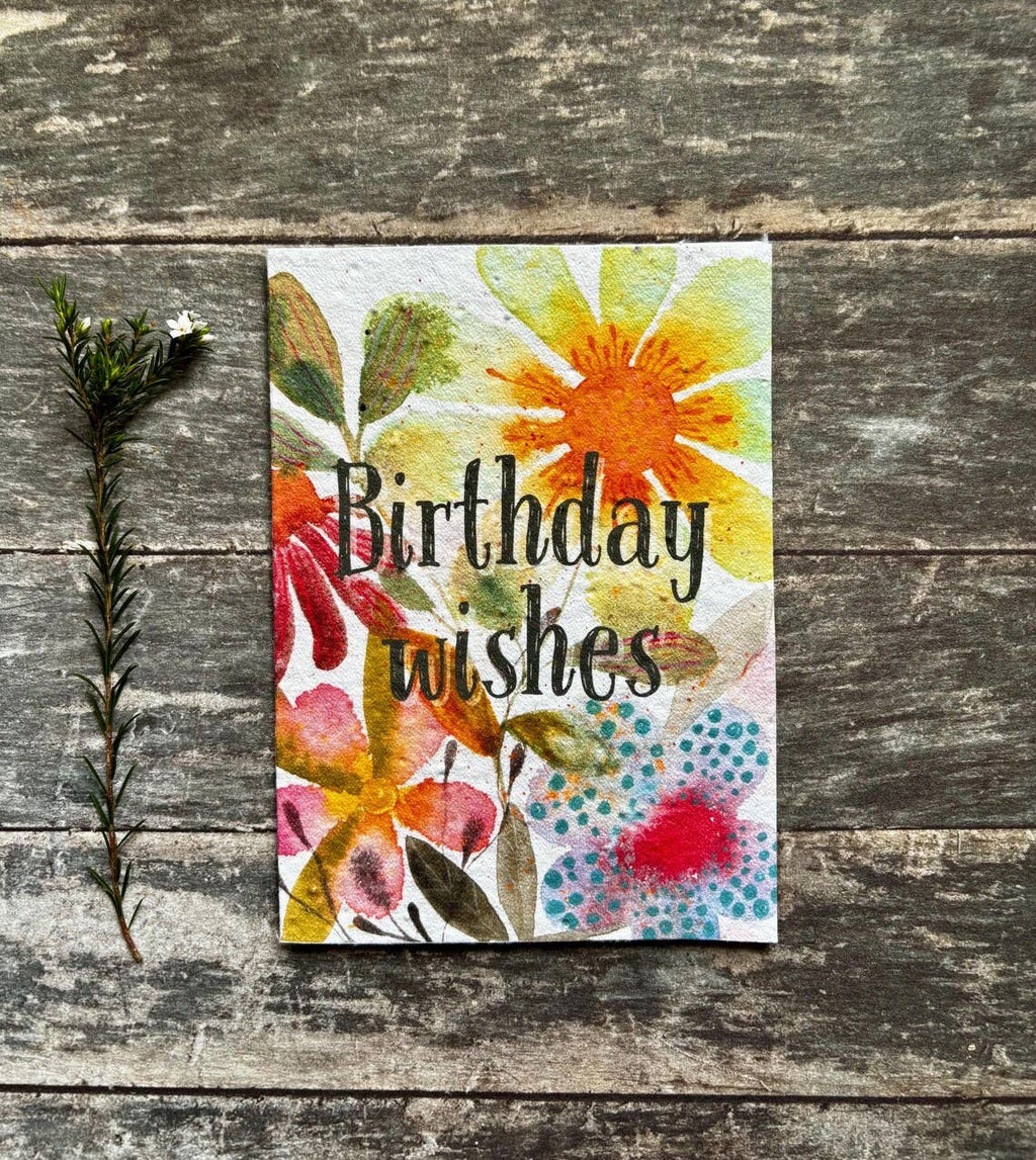 Plantable  Seed Paper Birthday Card, Blank Inside