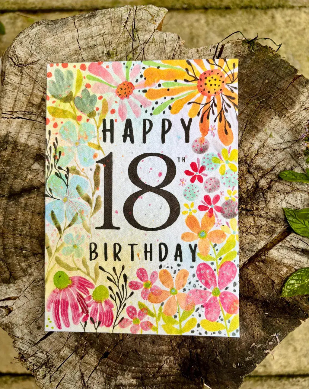 Happy 18th Birthday Card, Plantable Seed Paper Birthday Card