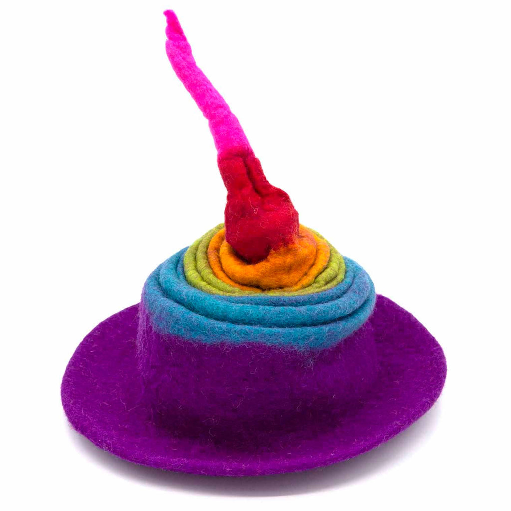 Collapsible Rainbow Witch Felt Hat: Multi