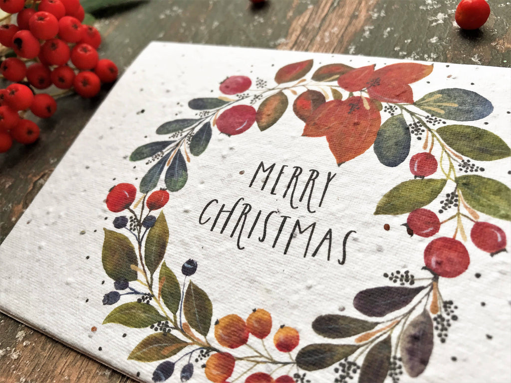 Plantable Seed Christmas Cards, illustrated Christmas Card