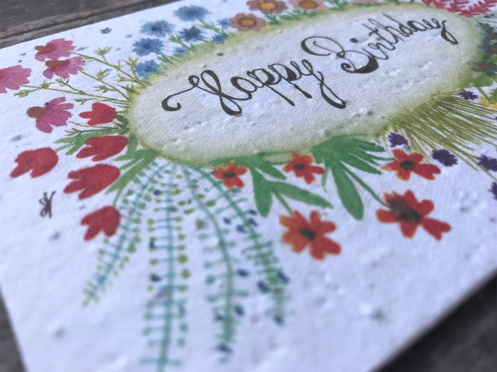 Plantable Seed Paper Birthday Card, Blank Inside