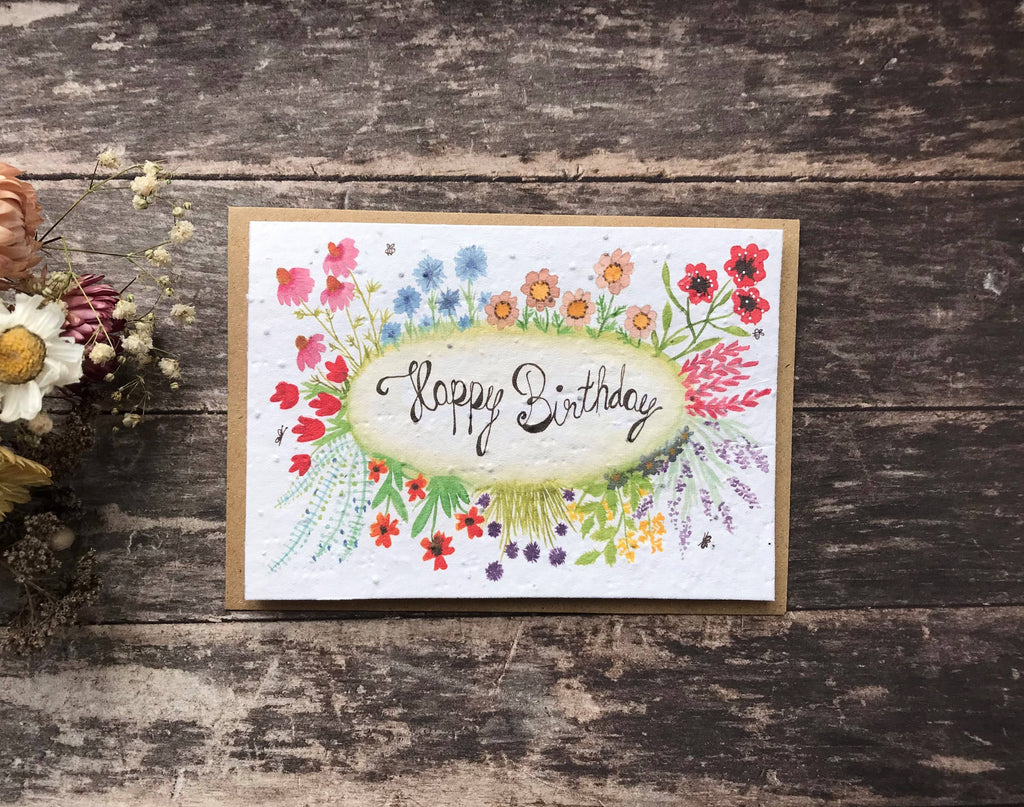 Plantable Seed Paper Birthday Card, Blank Inside
