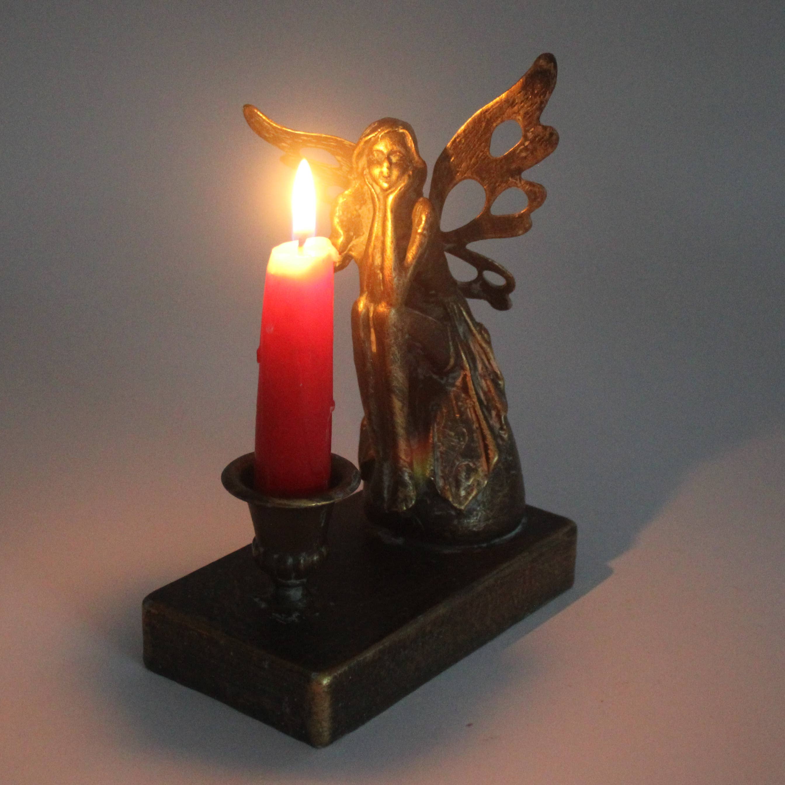 Antique Gold Fairy Figurine Candle Holder Ornament Base