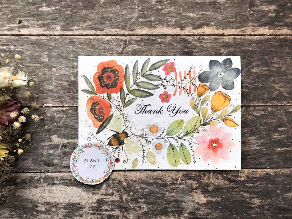 Plantable Seed Paper Thank You Card, Blank Inside