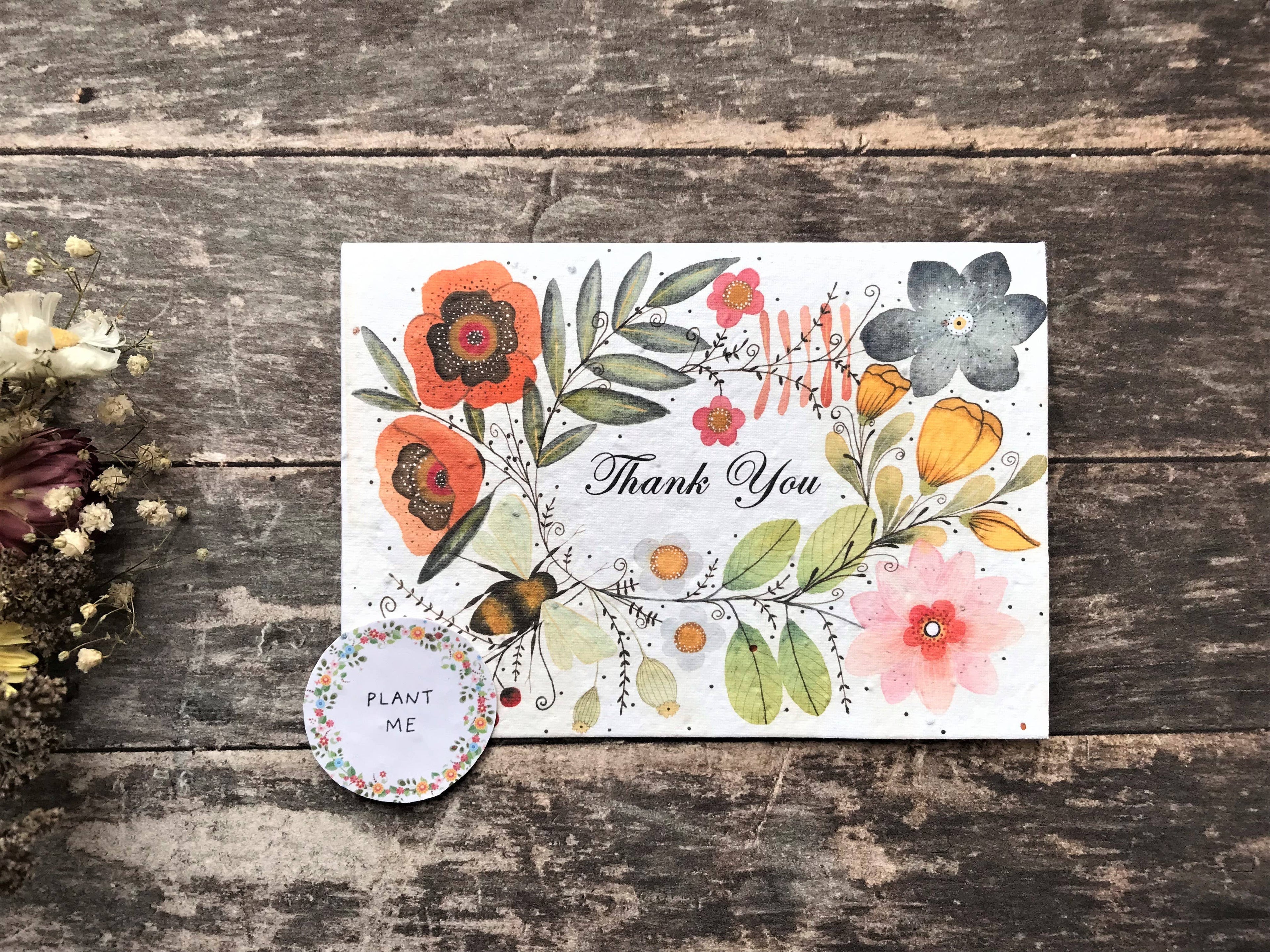 Plantable Seed Paper Thank You Card, Blank Inside