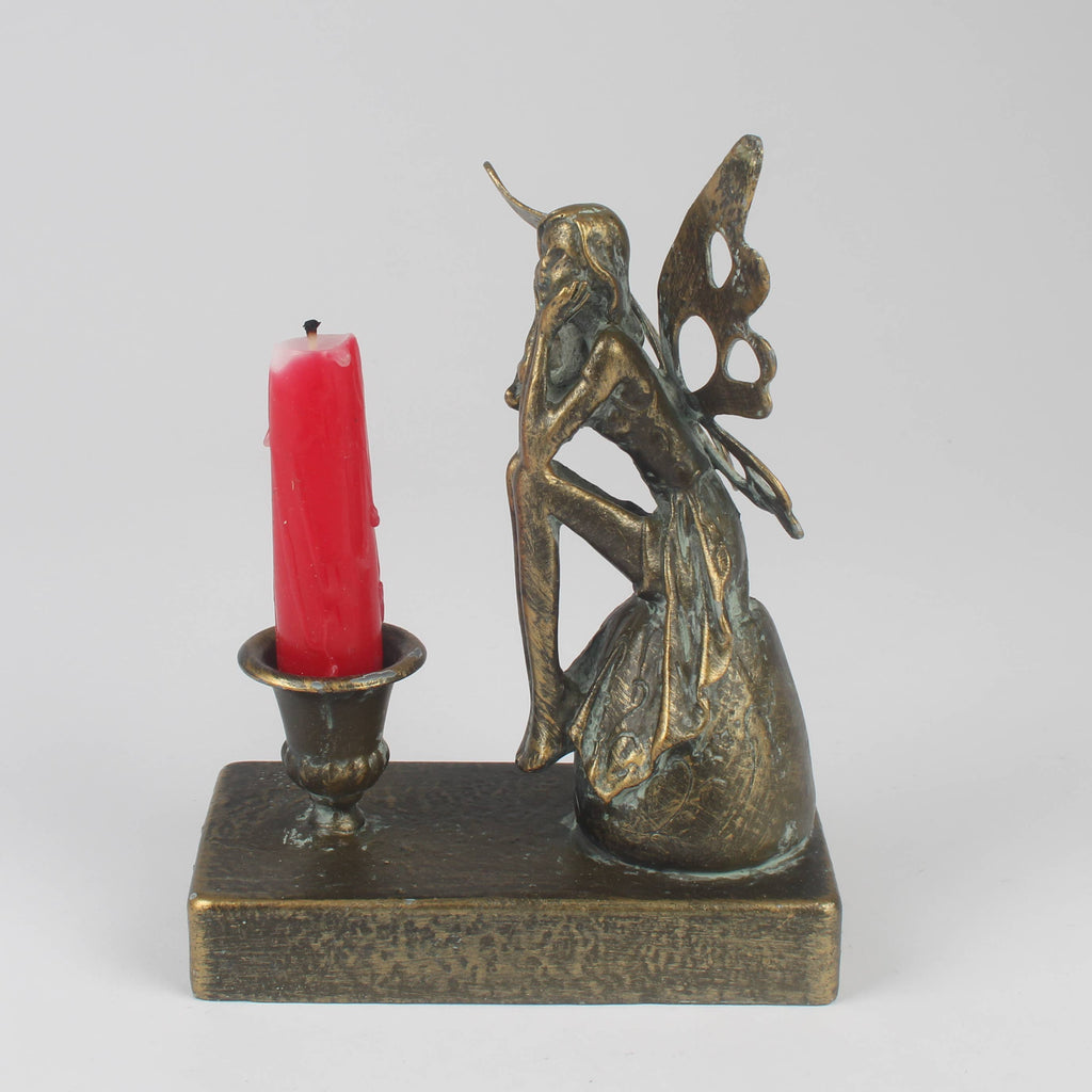 Antique Gold Fairy Figurine Candle Holder Ornament Base