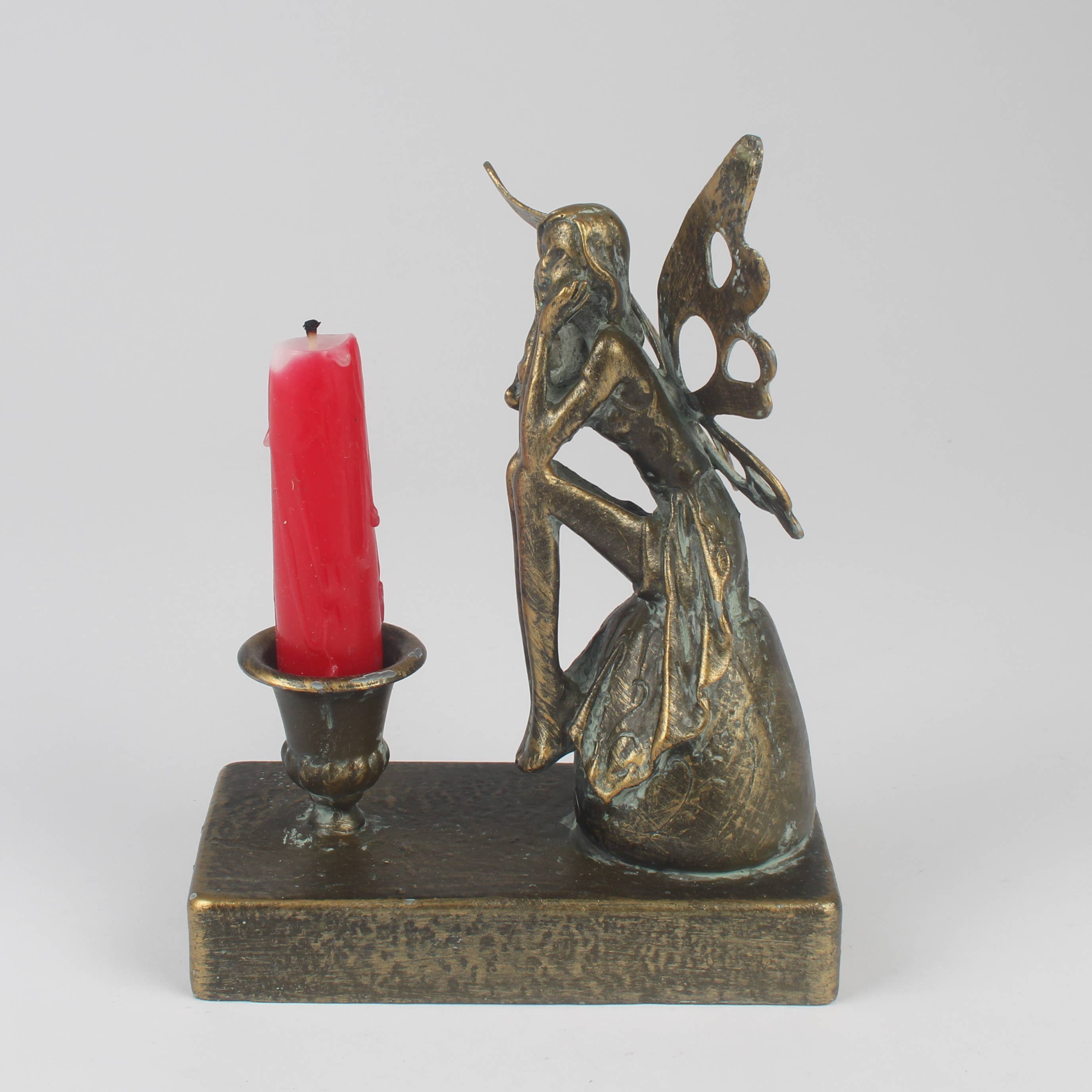 Antique Gold Fairy Figurine Candle Holder Ornament Base