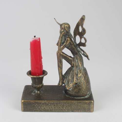 Antique Gold Fairy Figurine Candle Holder Ornament Base