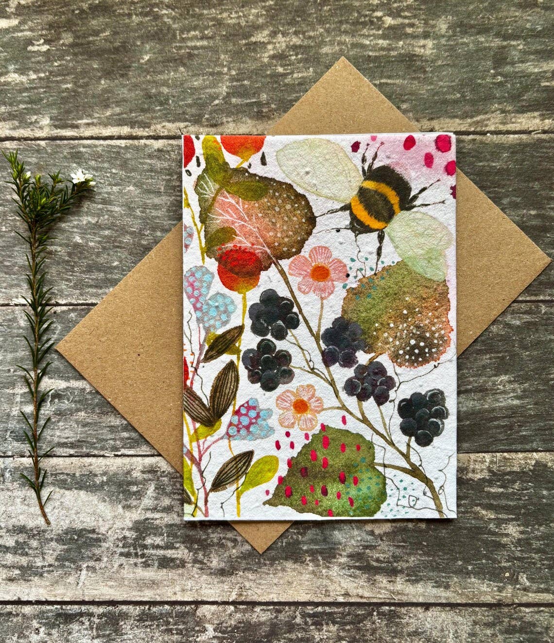 Plantable  Seed Paper Birthday Card,Blank Inside, Bee card