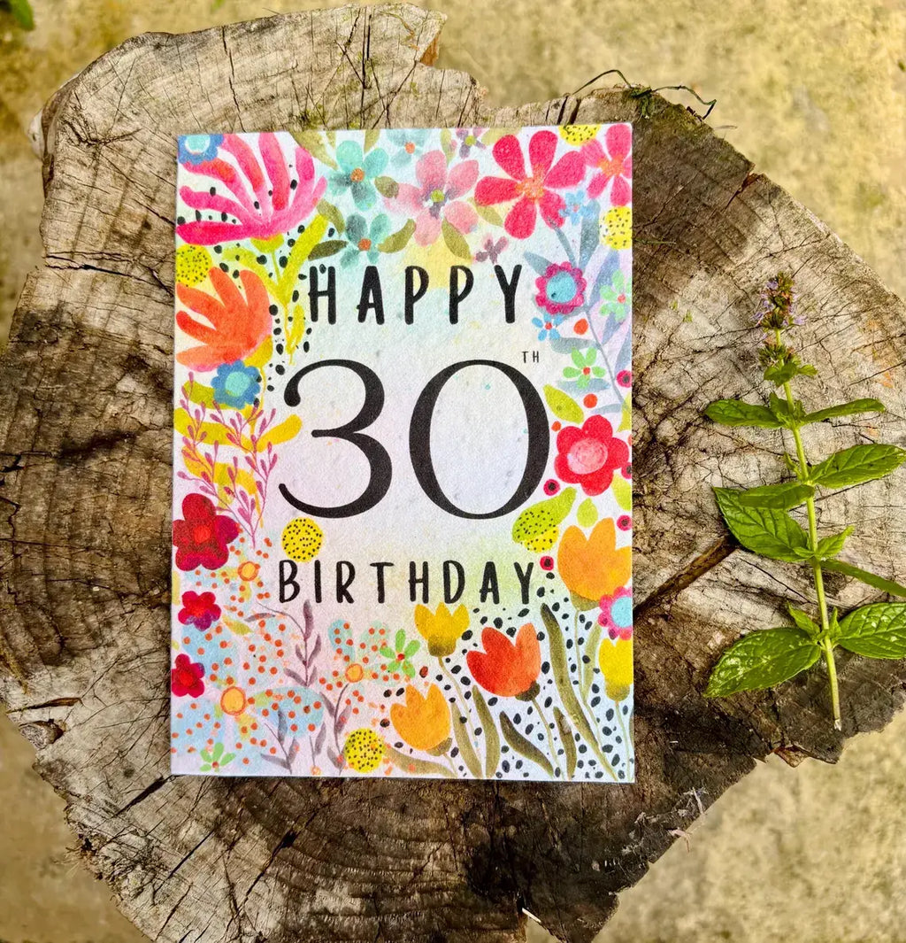 Happy 30th Birthday Card, Plantable Seed Paper Birthday Card
