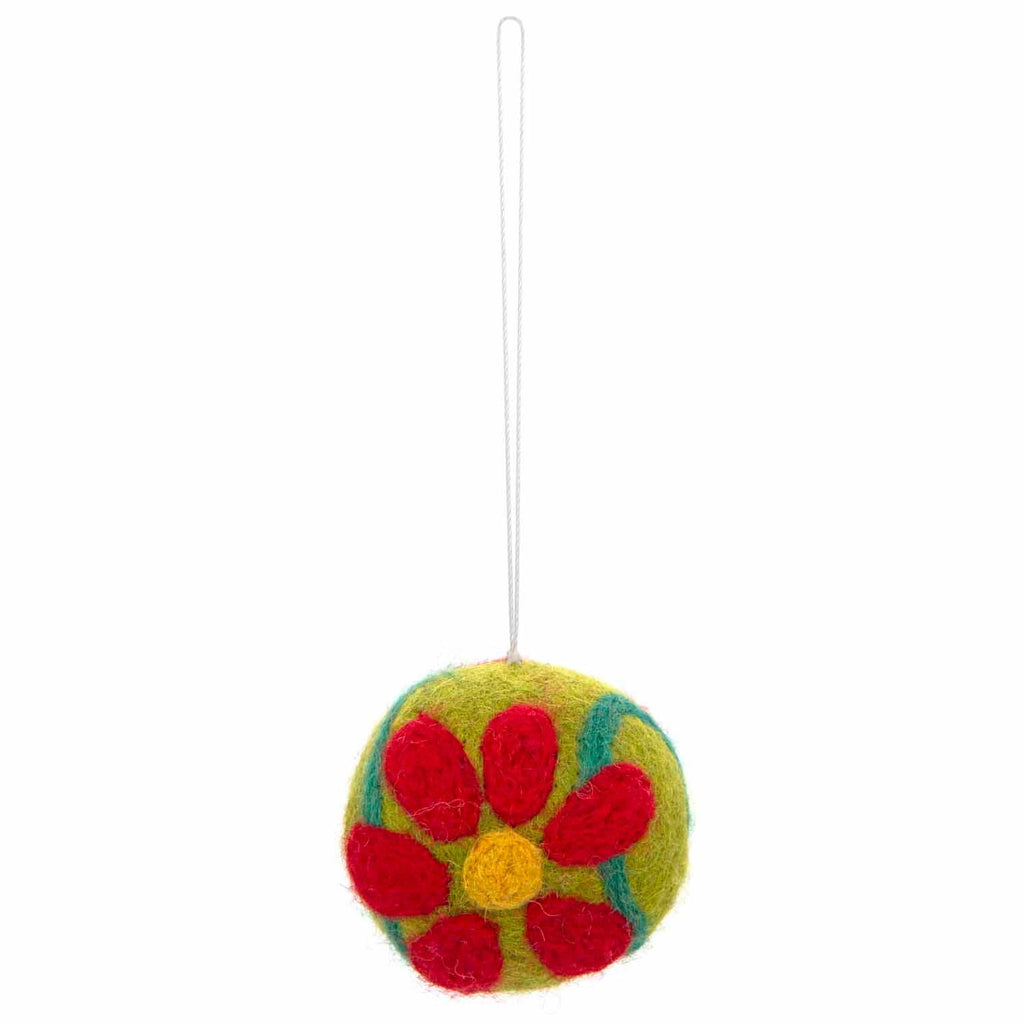 Flower Bauble Felt Christmas Decoration: Green