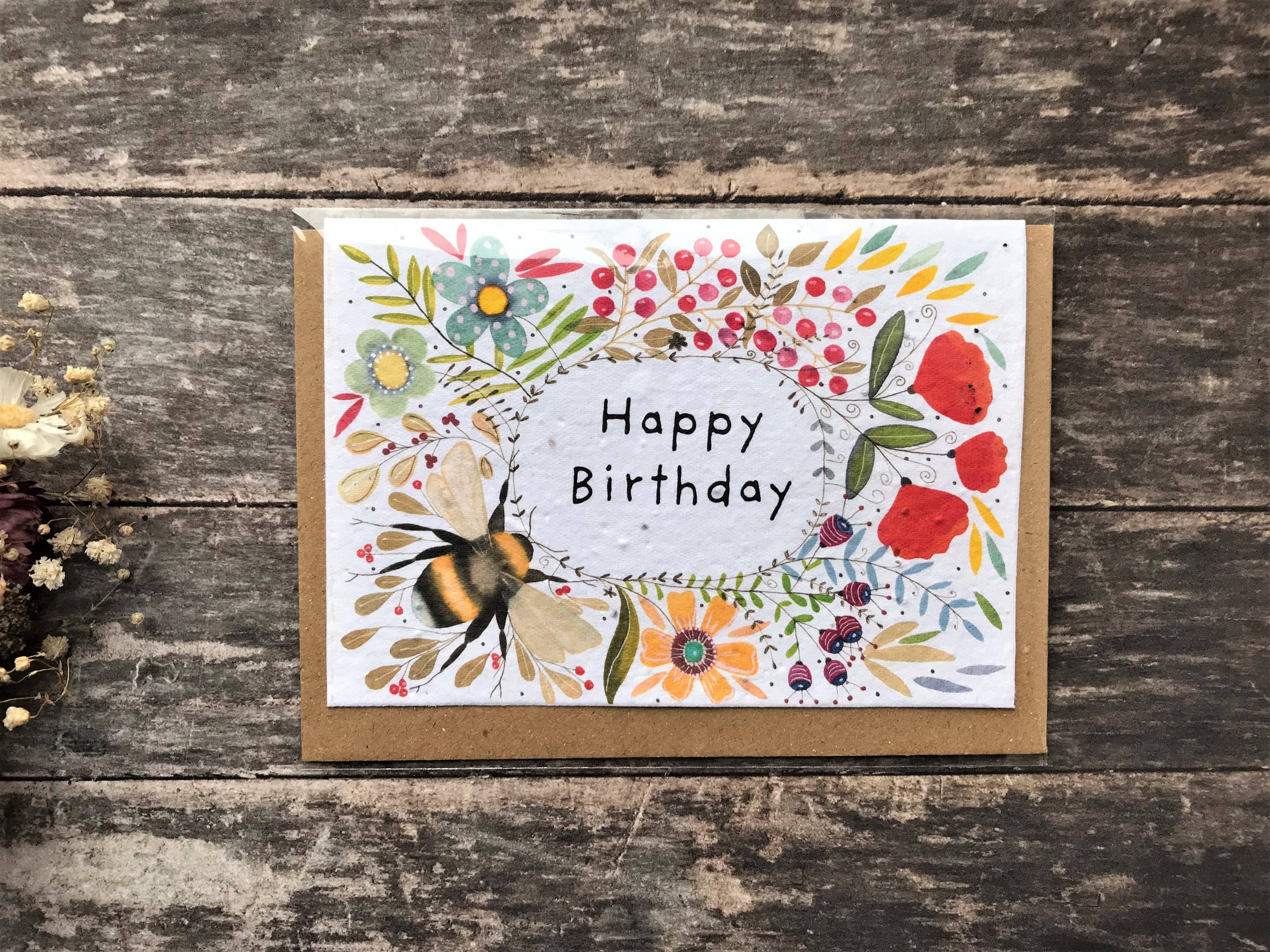 Plantable Seed Paper Birthday Card, Blank Inside