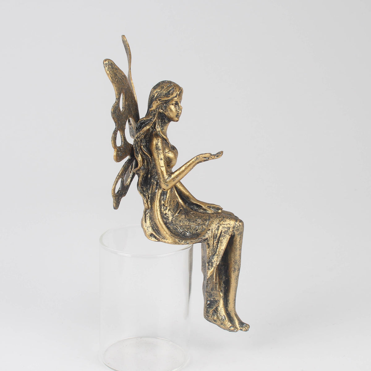 Antique Gold Sitting Fairy Figurine Ornament Decor