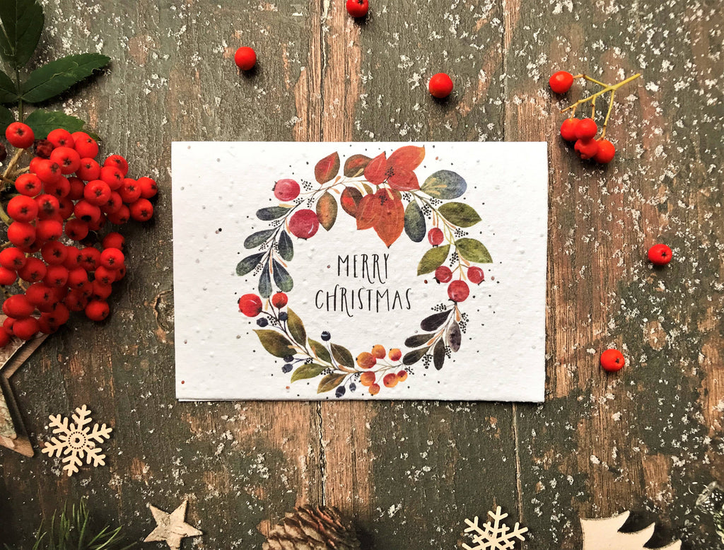 Plantable Seed Christmas Cards, illustrated Christmas Card