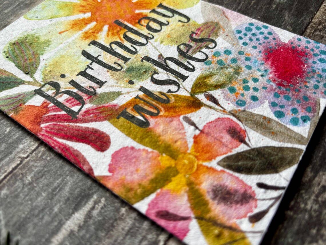 Plantable  Seed Paper Birthday Card, Blank Inside