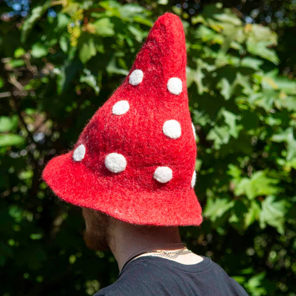 Mushroom Felt Hat: Red
