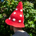 Mushroom Felt Hat: Red