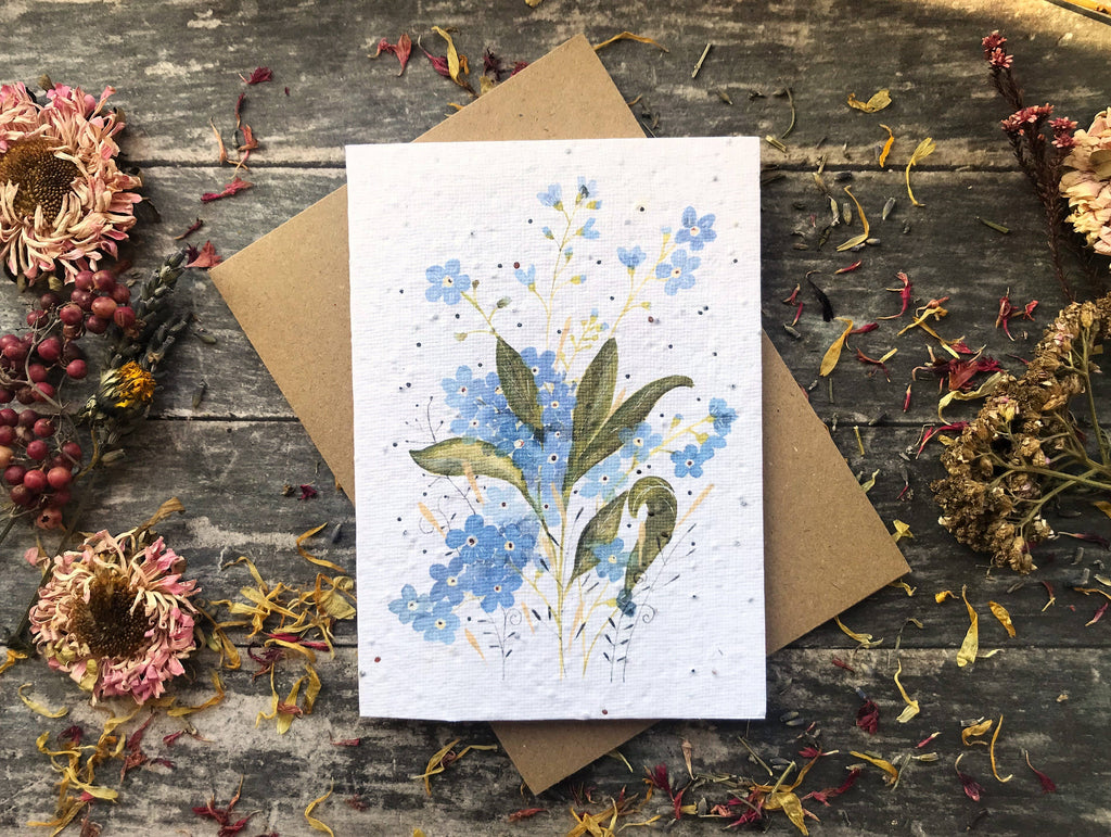 Plantable Seed Paper Birthday Card, Floral Note Cards