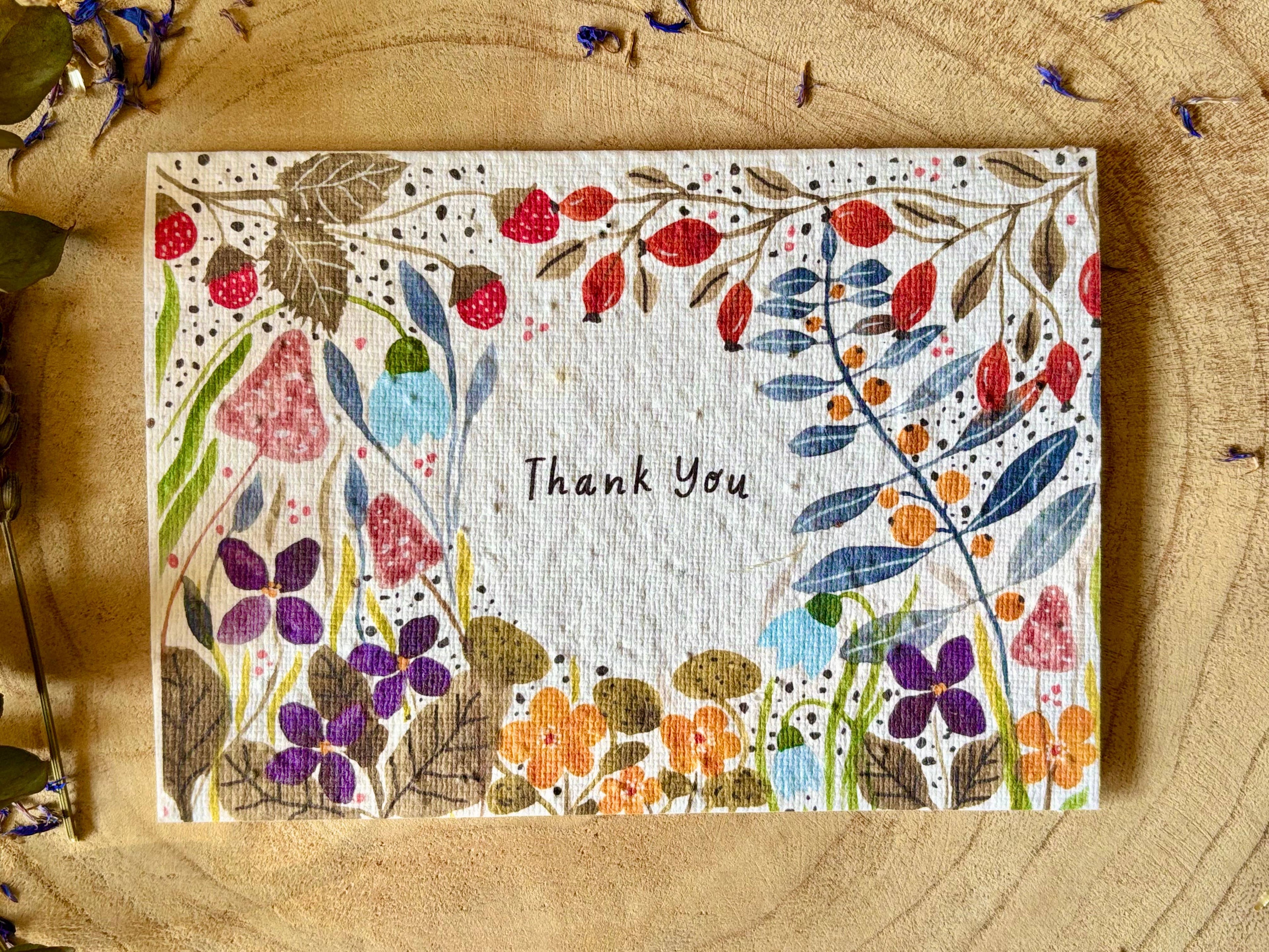 Plantable Seed Paper Thank You Card, Blank Inside