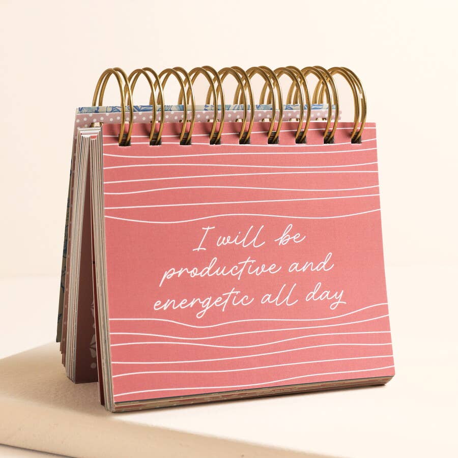 Blue Wildflower Print Affirmations Desktop Flip Chart
