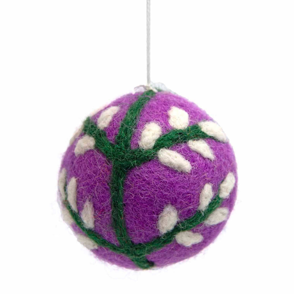 Tree Bauble Felt Hanging Decoration: Purple