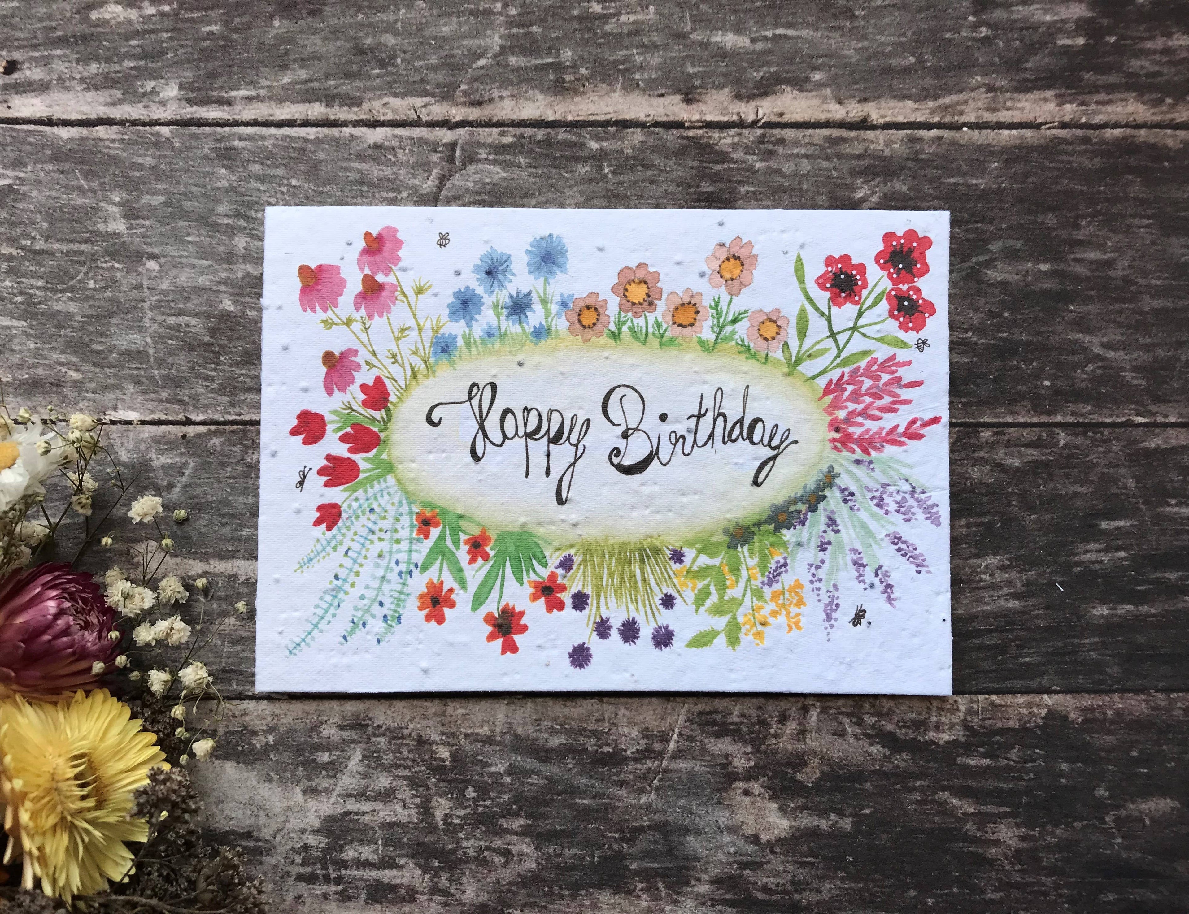 Plantable Seed Paper Birthday Card, Blank Inside
