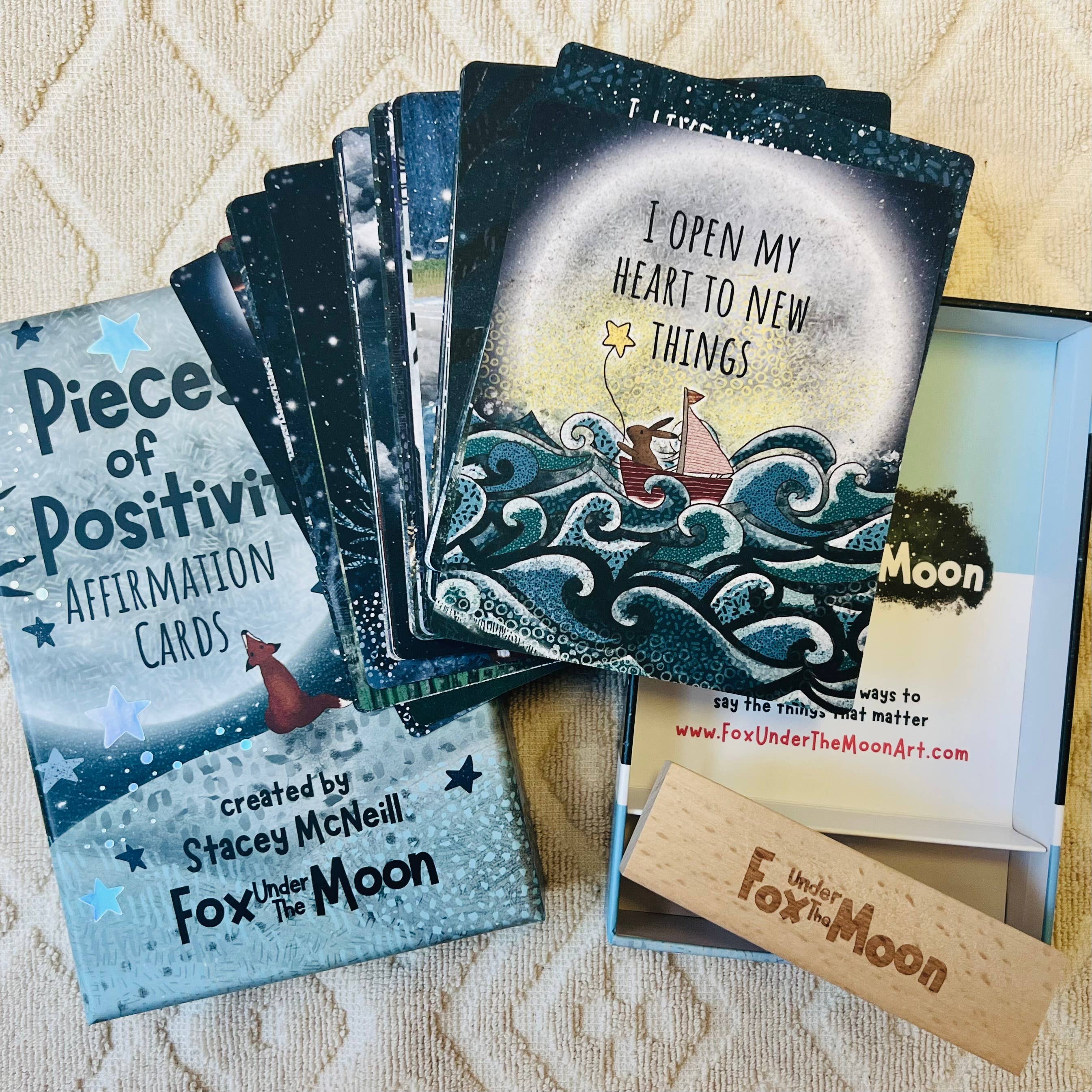 Positive Affirmation Cards - set of 54 + Wooden Stand