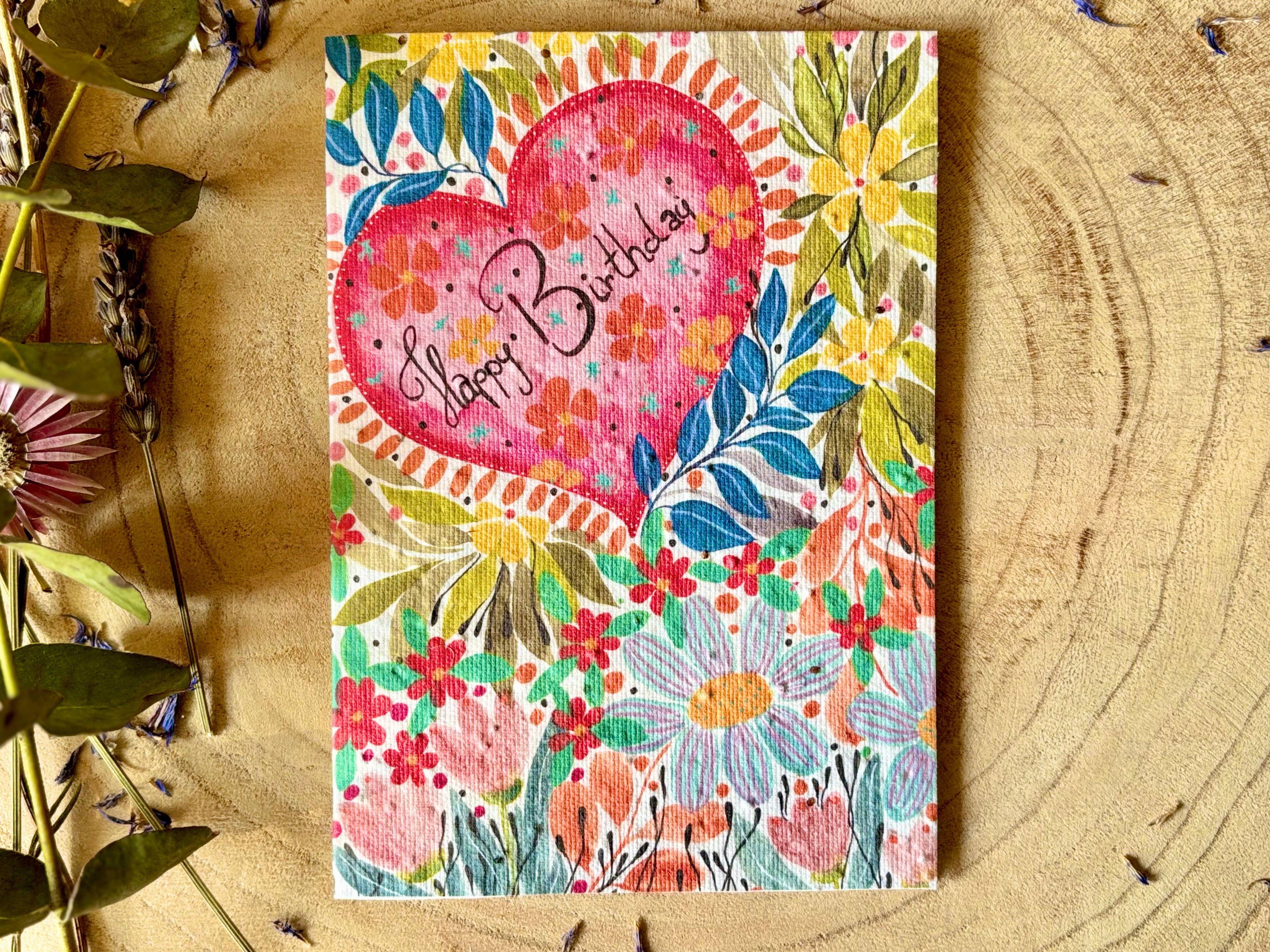 Plantable  Seed Paper Birthday Card, Blank Inside