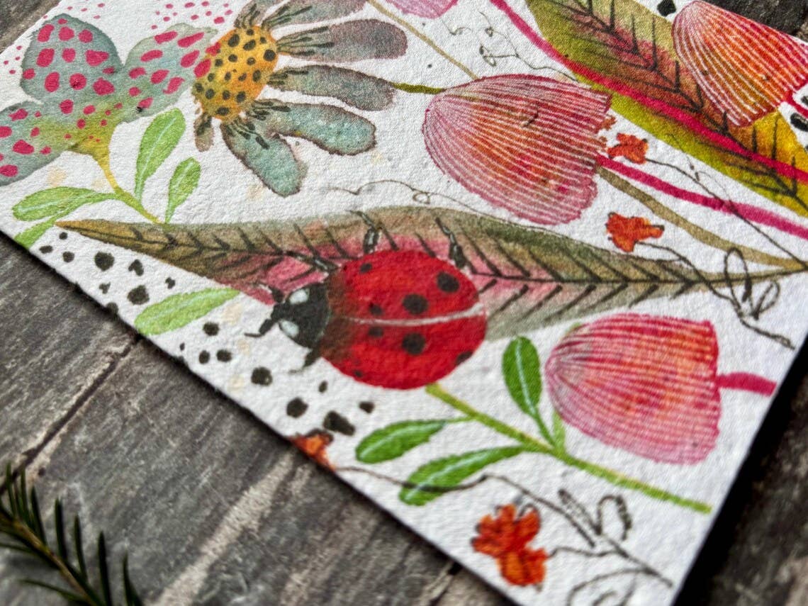 Plantable  Seed Paper Birthday Card, Blank Inside