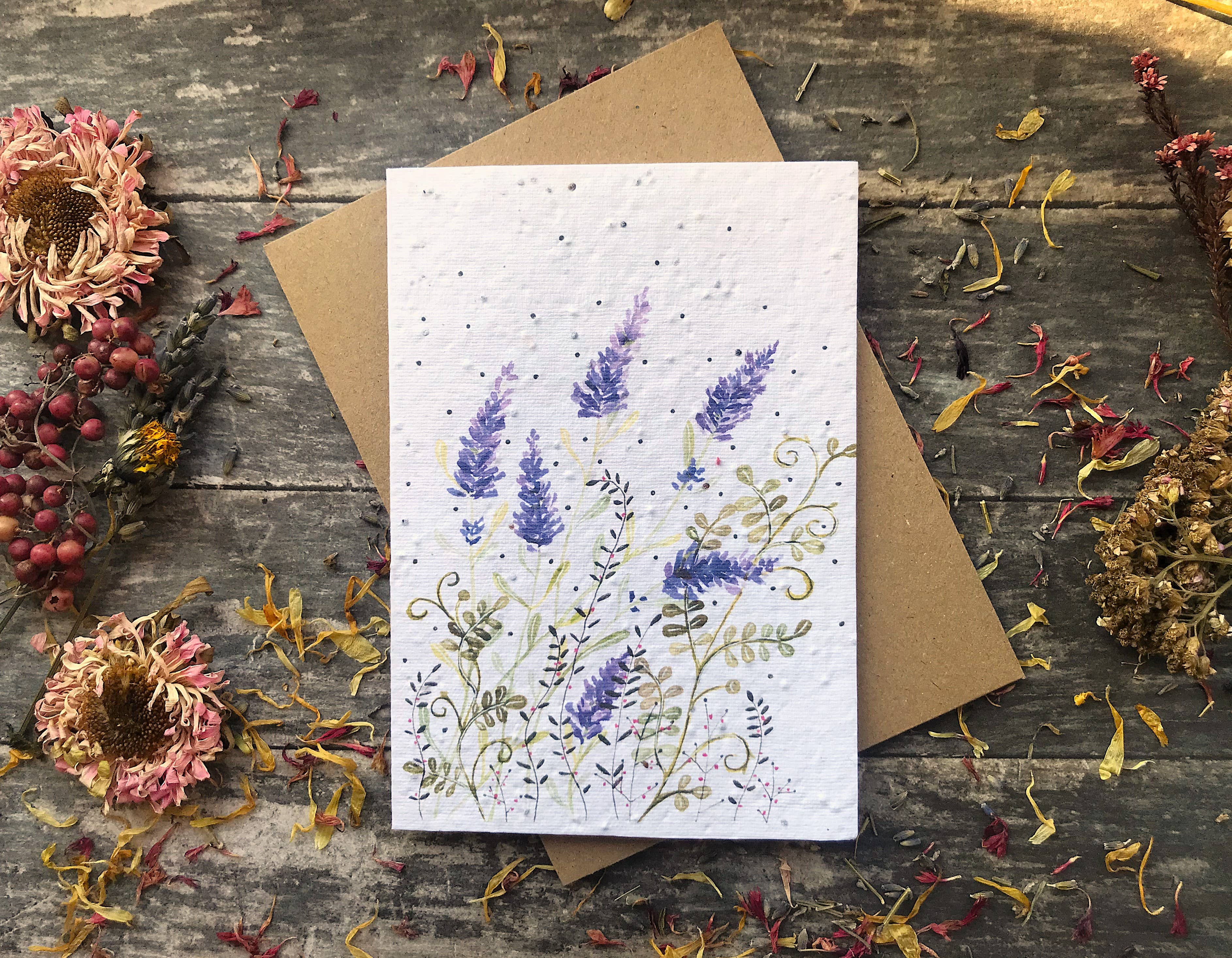 Plantable Seed Paper Birthday Card, Floral Note Cards