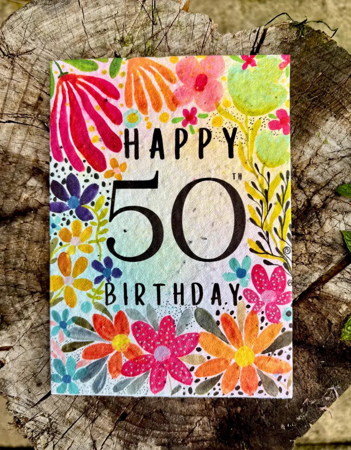 Happy 50th Birthday Card, Plantable Seed Paper Birthday Card
