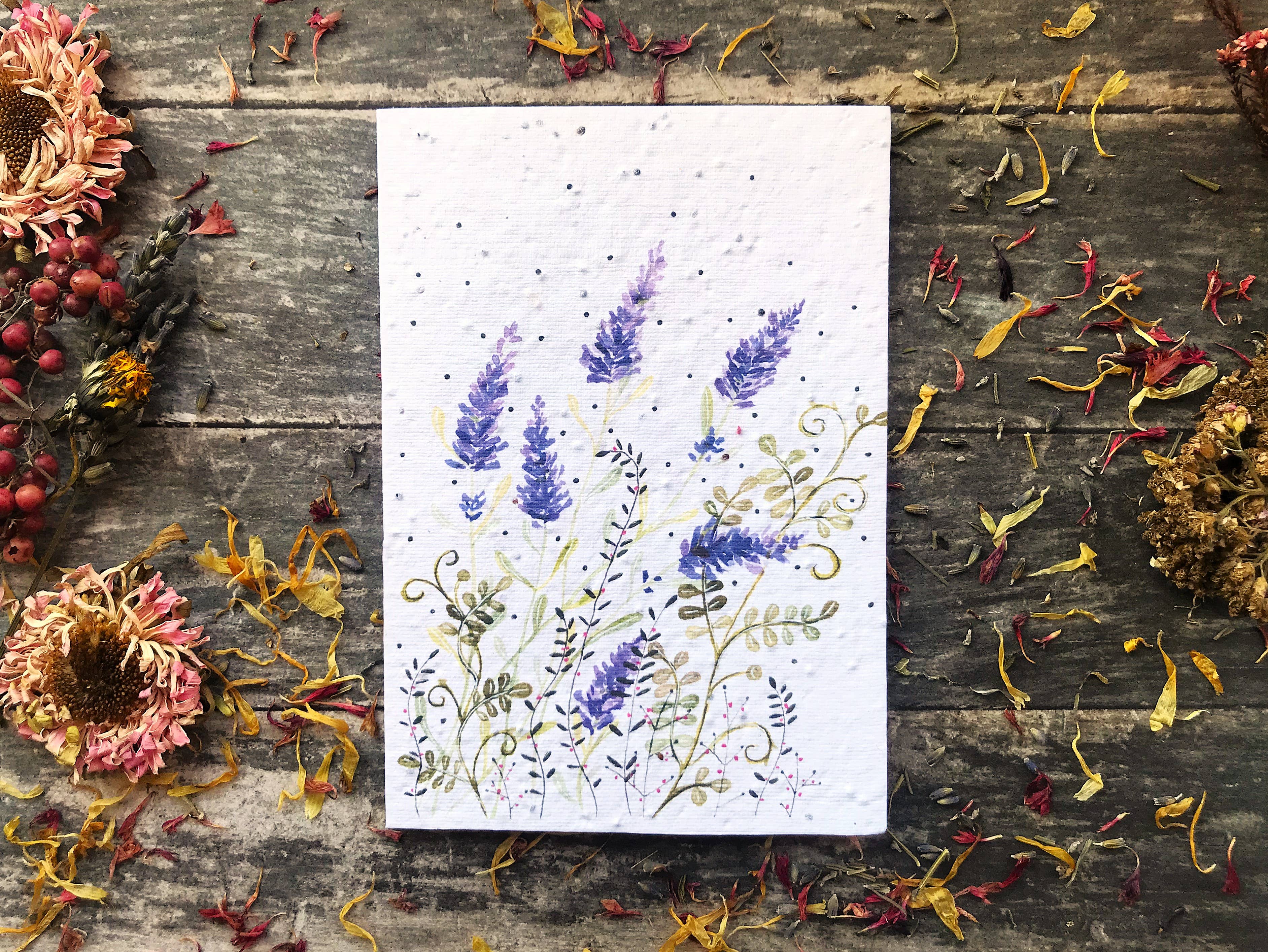 Plantable Seed Paper Birthday Card, Floral Note Cards
