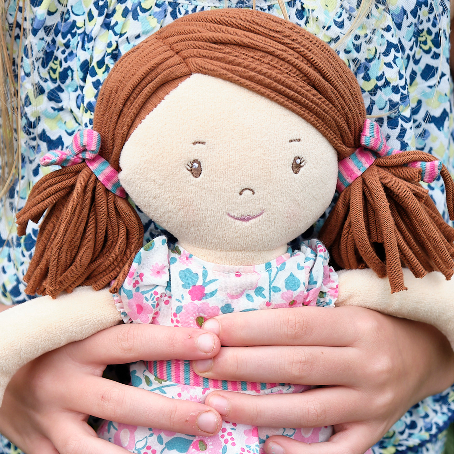 Tikiri Fabric Baby Doll – Katy with Pink & Sea Green Dress